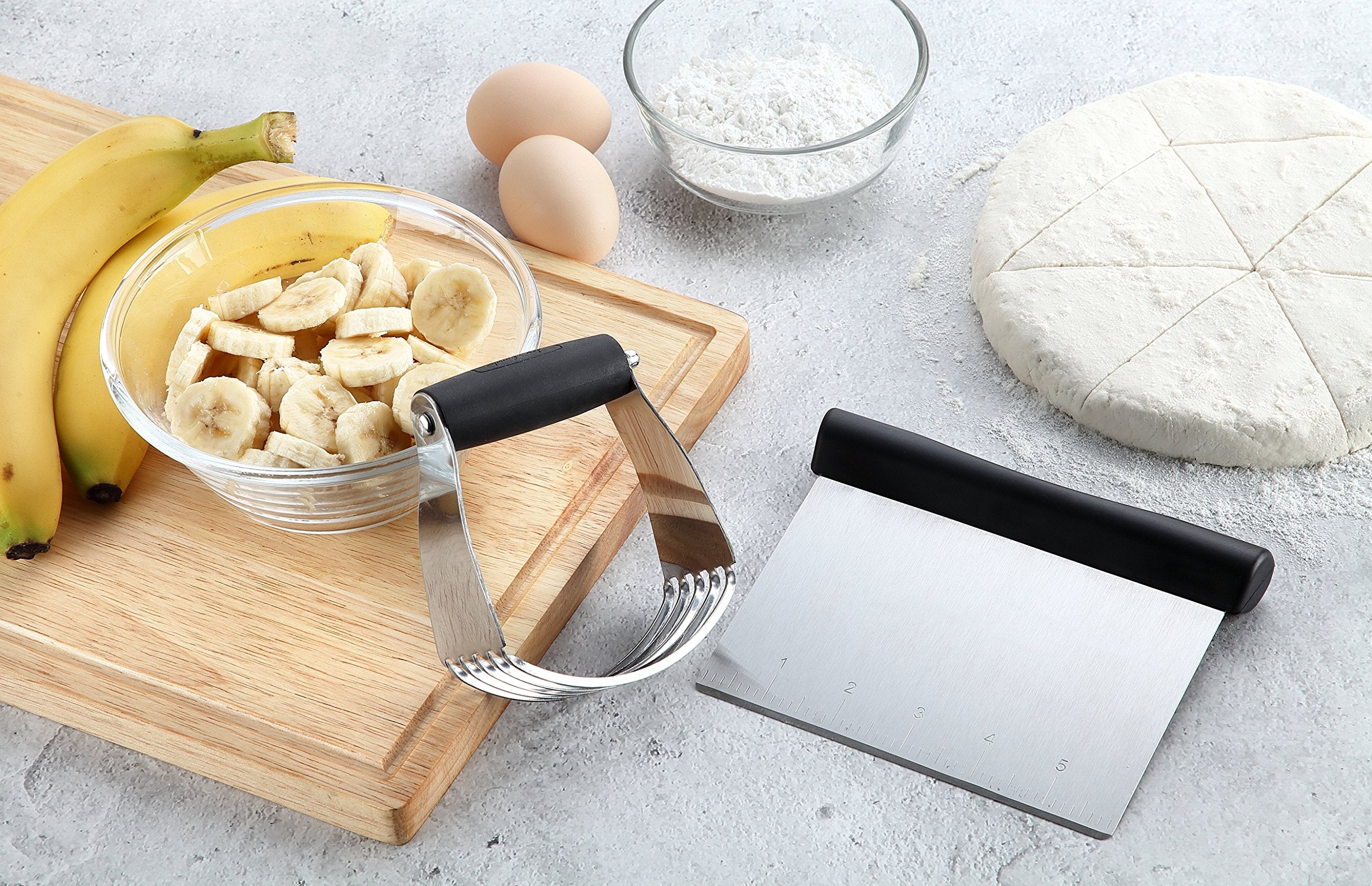 Spring Chef - Dough Blender and Pastry Cutter, Stainless Steel Nut, Pie, Pastry and Dough Cutter and Scraper, Multipurpose Bakin